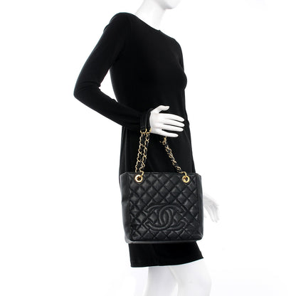 Chanel Caviar Quilted Petit Shopping Tote PST Black 2 of 9