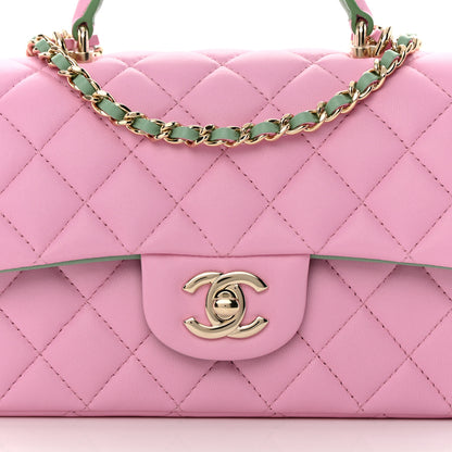 Chanel Lambskin Quilted Mini Top Handle Rectangular Flap Lilac Light Green 8 of 11