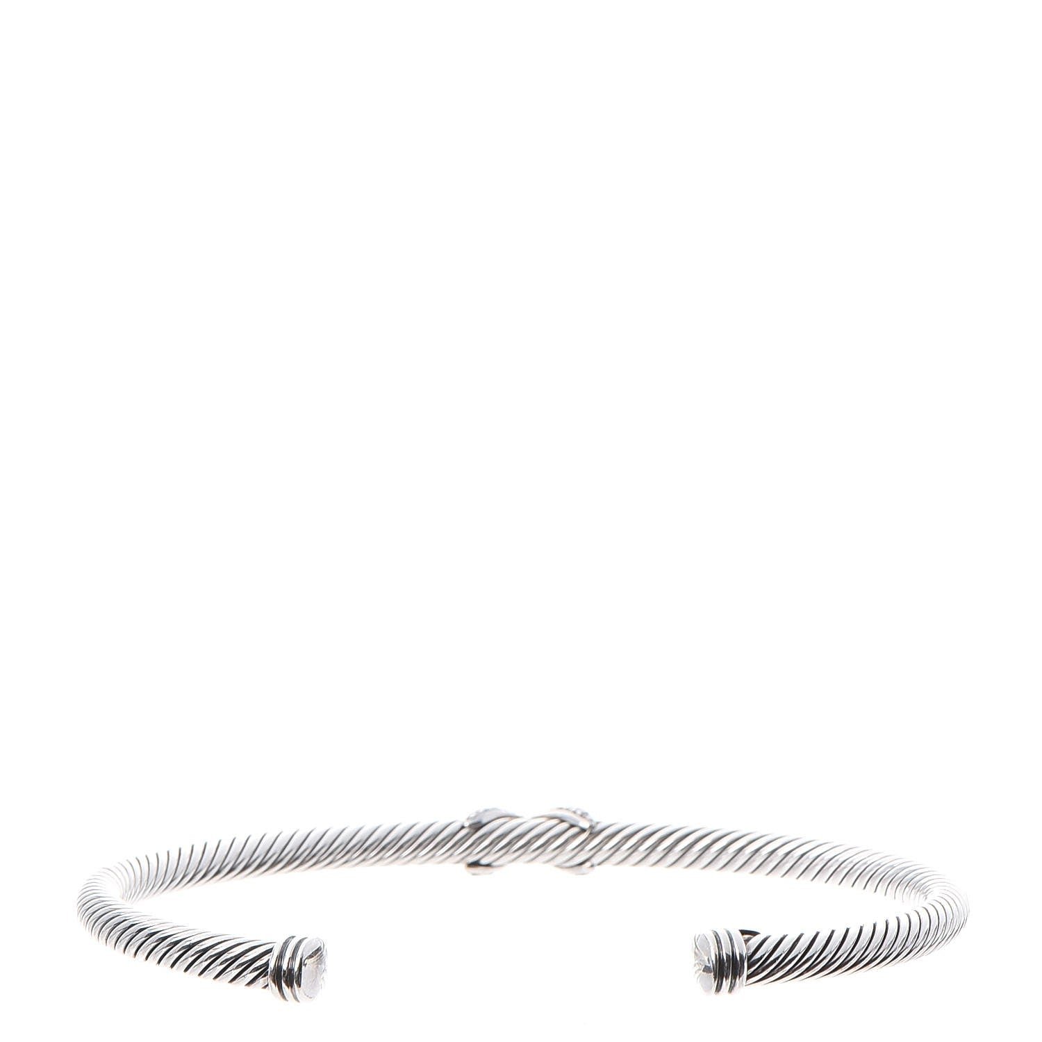 David Yurman Sterling Silver Diamond 4mm X Cable Bracelet 3 of 4