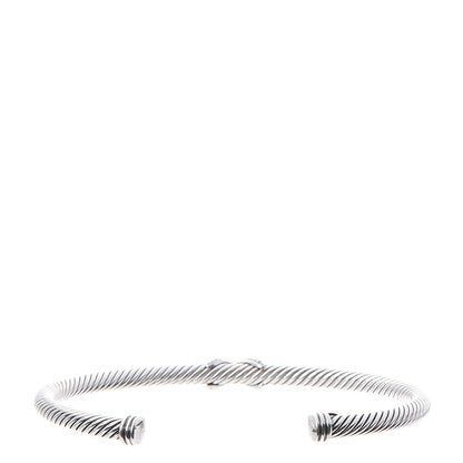 David Yurman Sterling Silver Diamond 4mm X Cable Bracelet 3 of 4