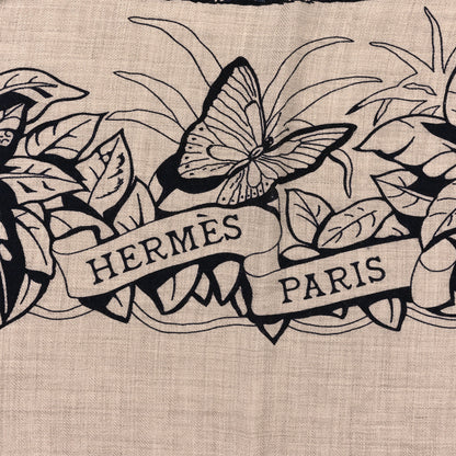 Hermes Cashmere Silk Jungle Love Tattoo Shawl 140 Beige Black 2 of 4