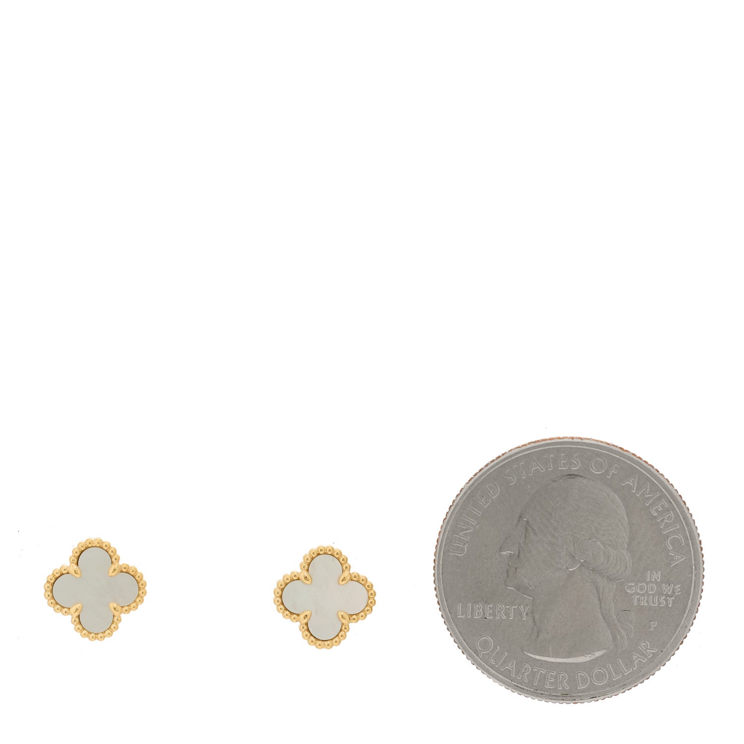 Van Cleef & Arpels 18K Yellow Gold Mother of Pearl Sweet Alhambra Earrings 2 of 5