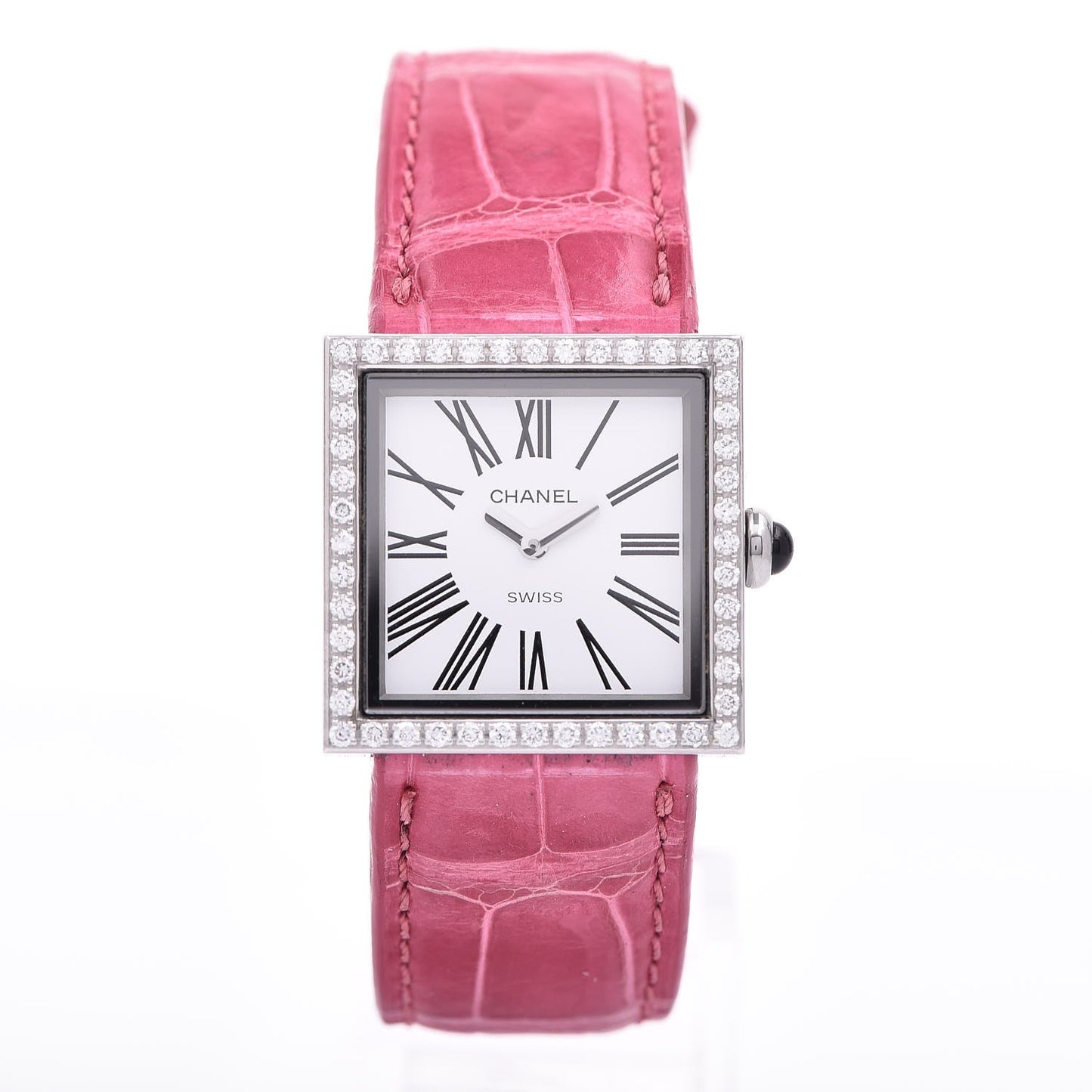 Stainless Steel Alligator Diamond 23mm Mademoiselle Quartz Watch Pink
