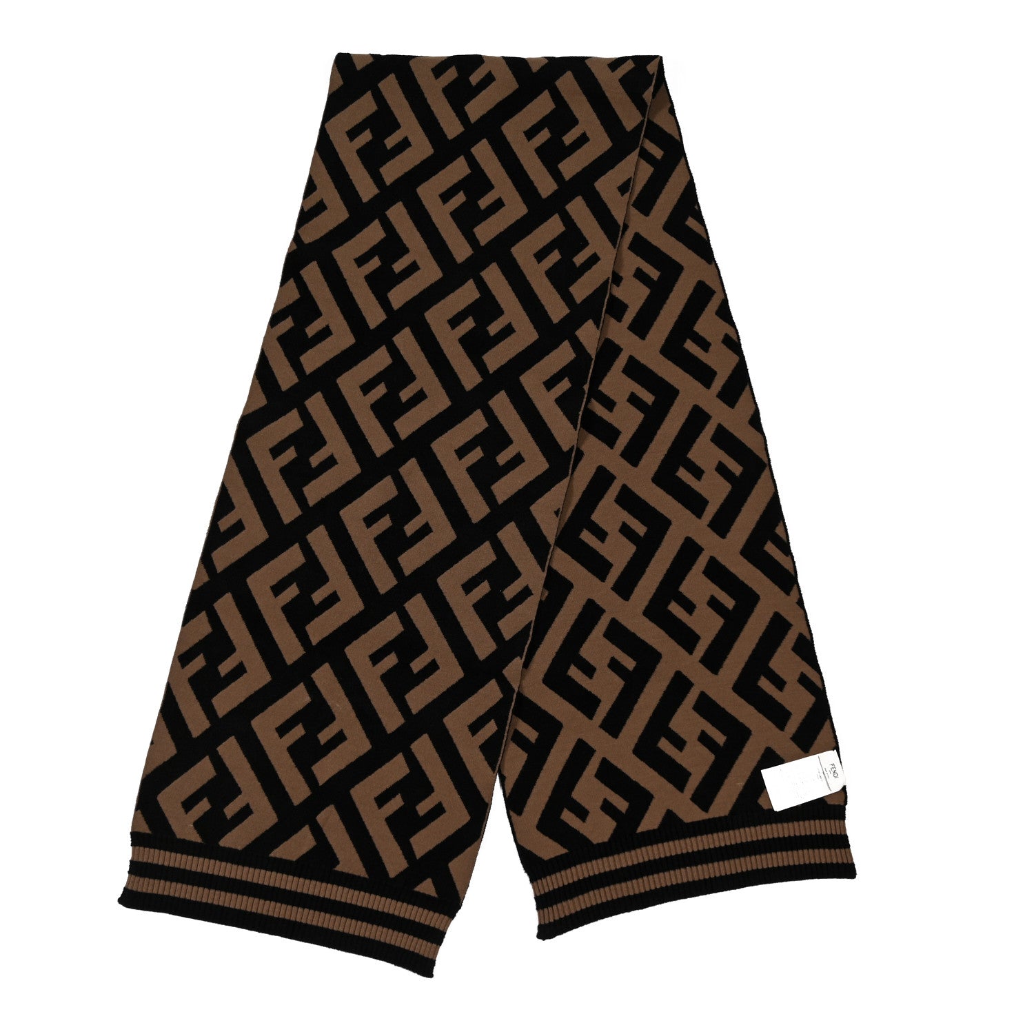 Fendi Wool FF Scarf Brown Black 2 of 3