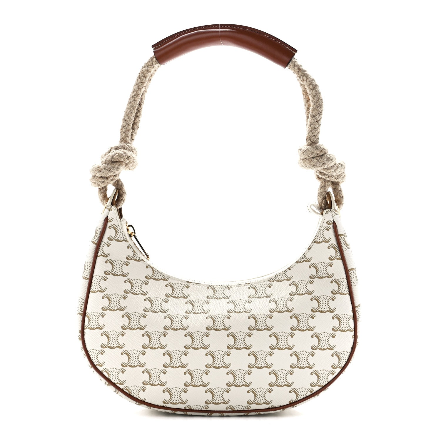 Celine Canvas Calfskin Ava Rope Triomphe Shoulder Bag White 1 of 12