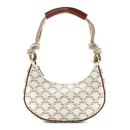 Celine Canvas Calfskin Ava Rope Triomphe Shoulder Bag White 1 of 12