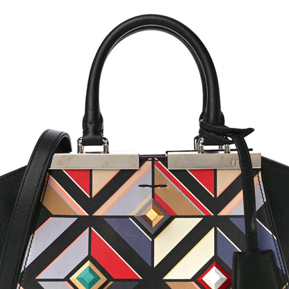 Fendi Calfskin Studded Diamond Mini 3Jours Tote Black Multicolor 5 of 17
