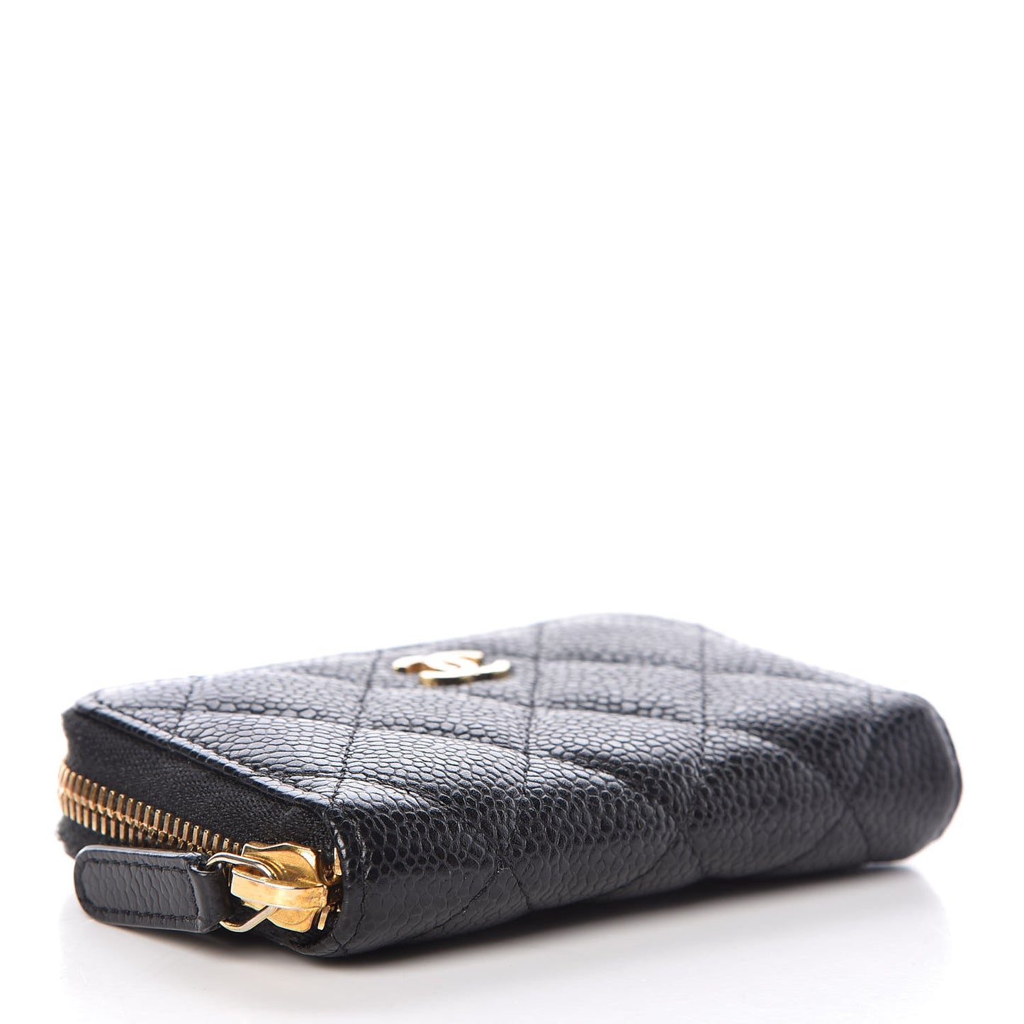 Caviar Quilted Zip Coin Purse Black