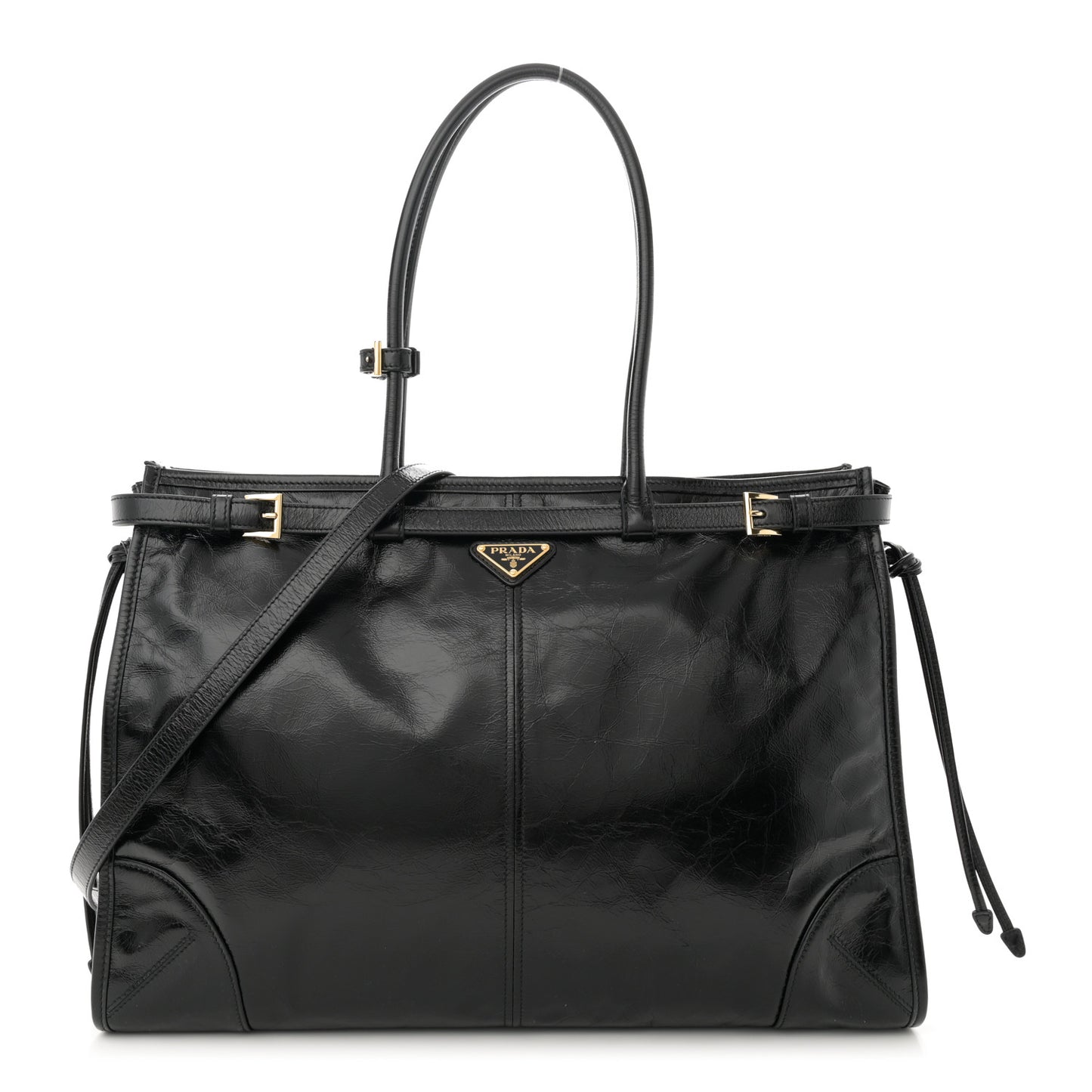 Shiny Nappa Large Bonnie Shoulder Bag Black