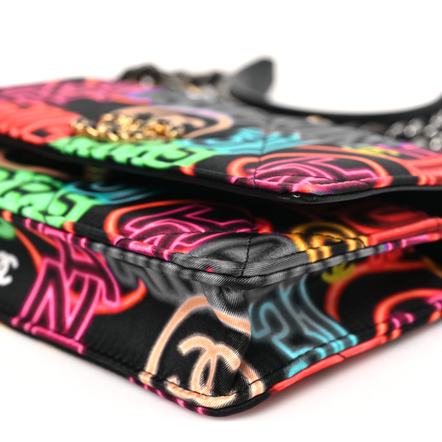 Chanel Fabric Printed Chanel 19 Wallet On Chain WOC Black Multicolor 11 of 12