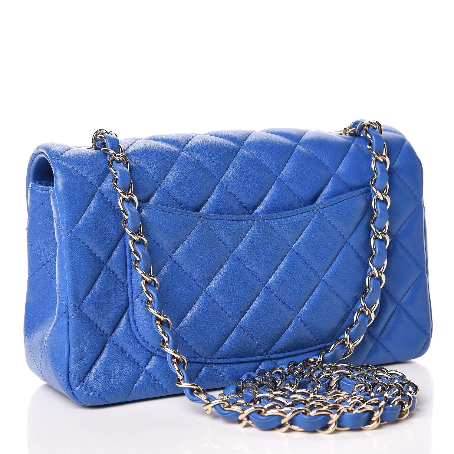 Chanel Lambskin Quilted Mini Rectangular Flap Blue 3 of 9
