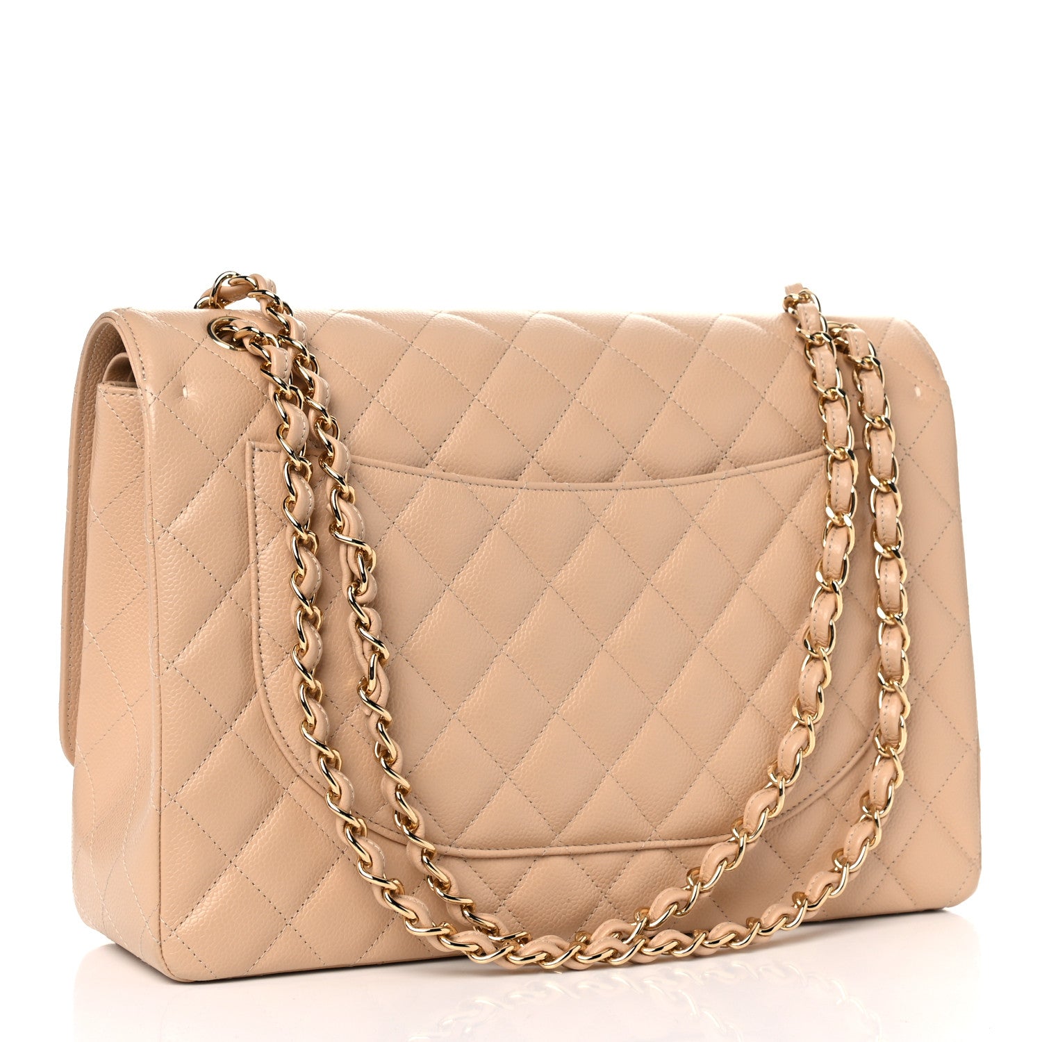 Chanel Caviar Quilted Maxi Double Flap Beige 3 of 10