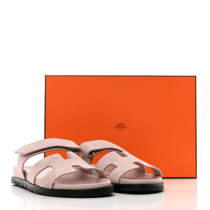 Hermes Suede Goatskin Womens Chypre Sandals 38 Rose Perle 9 of 9