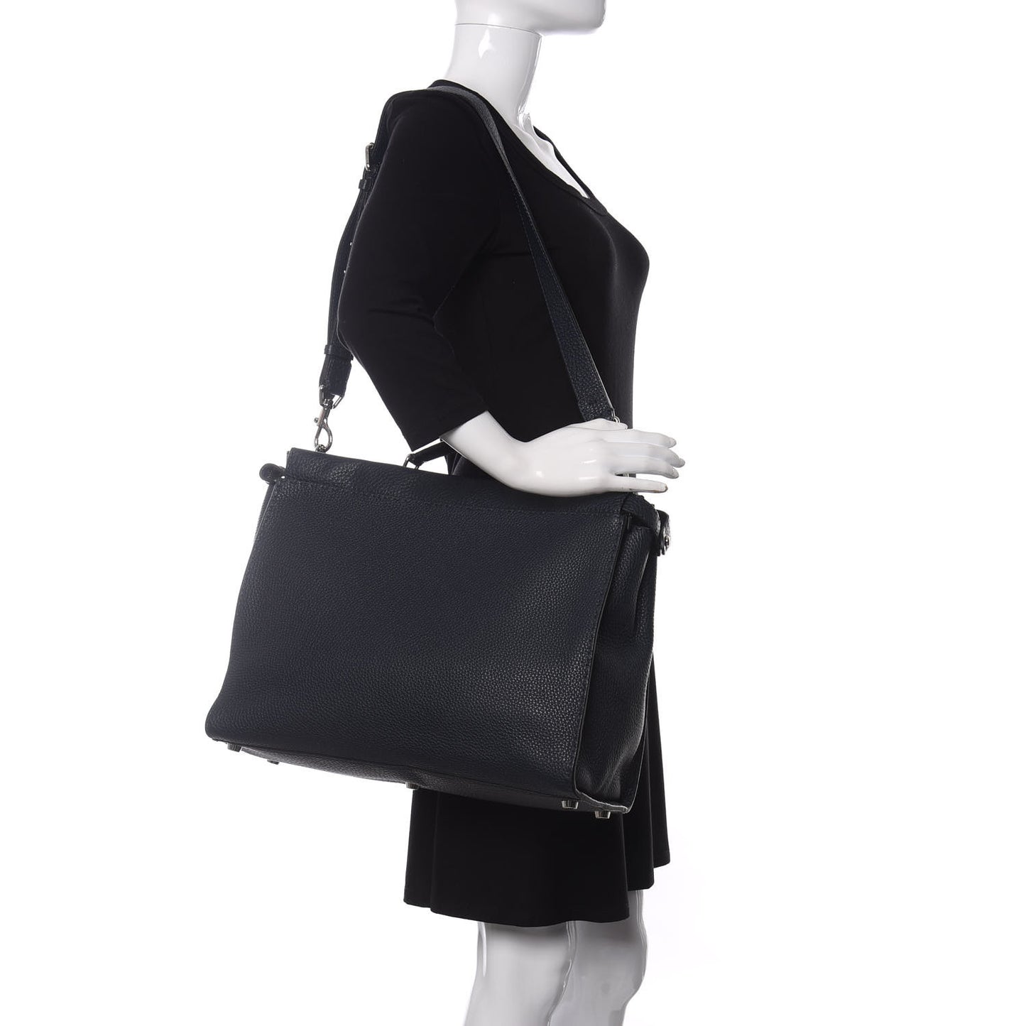 Cuoio Romano Selleria Bi-Color Large Mens Peekaboo Iconic Essential Satchel Lavagna Black