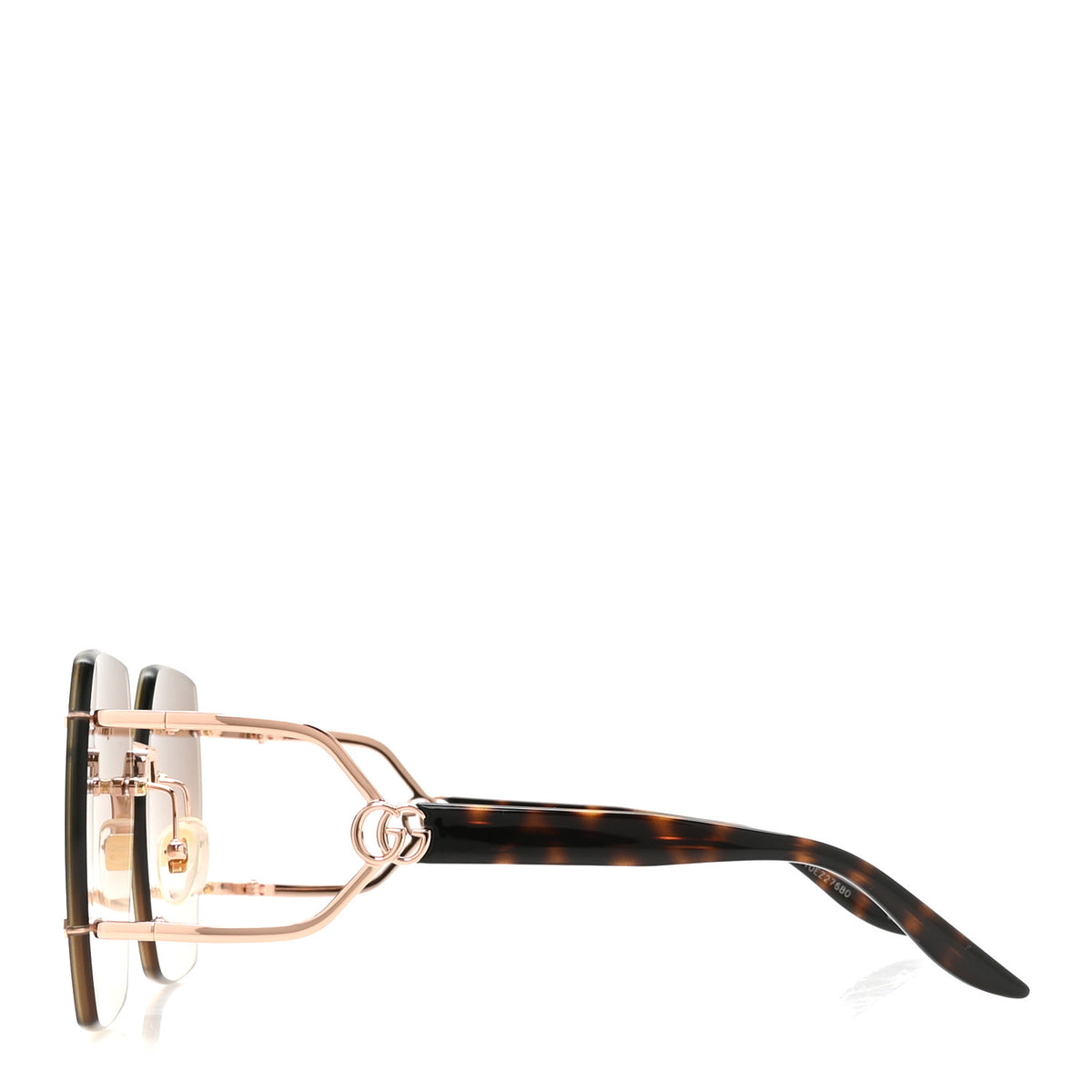 Gucci Metal Diapason Rimless Geometric Sunglasses GG1562S Black 3 of 8