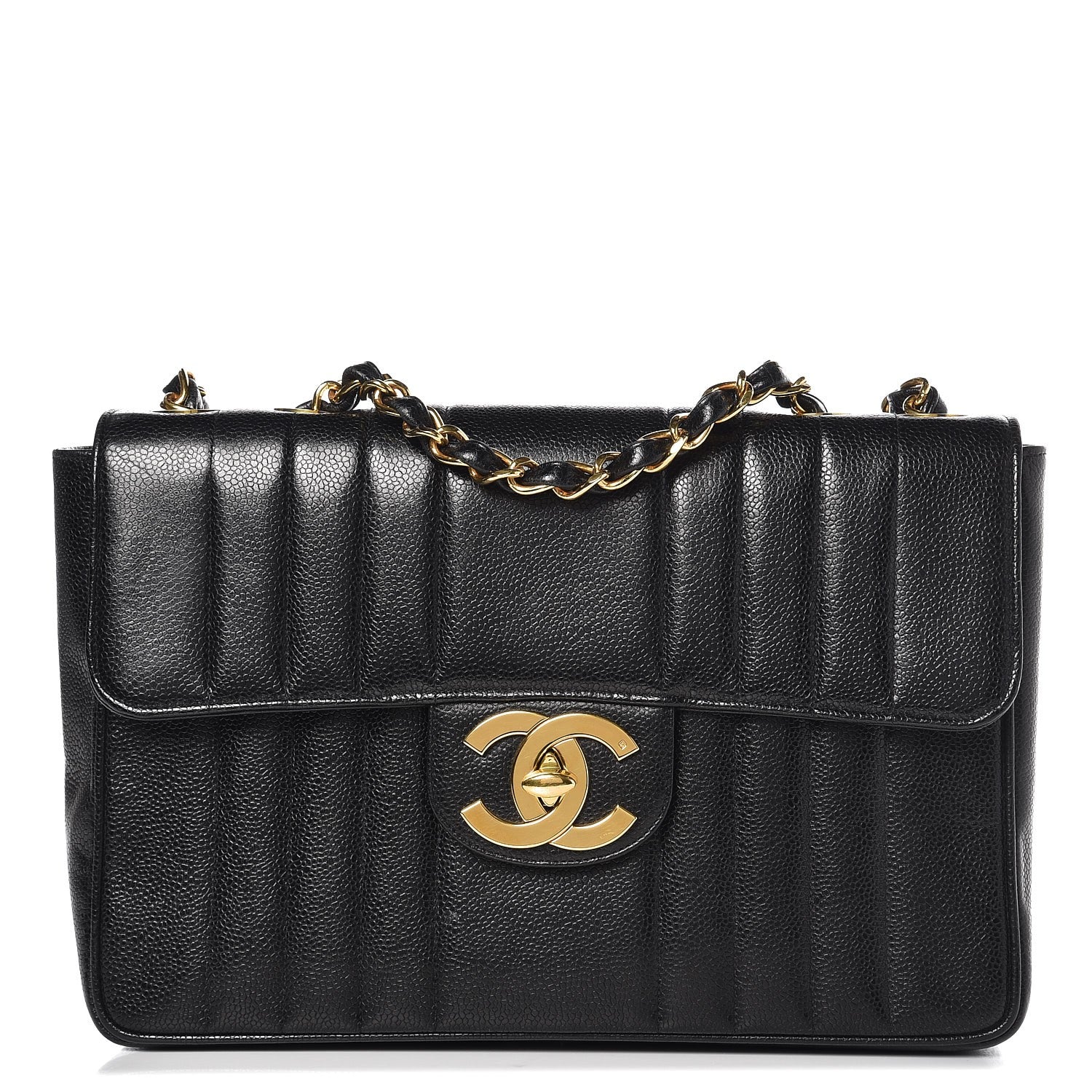 Chanel Caviar Vertical Quilted Jumbo Single Flap Black 1 of 11
