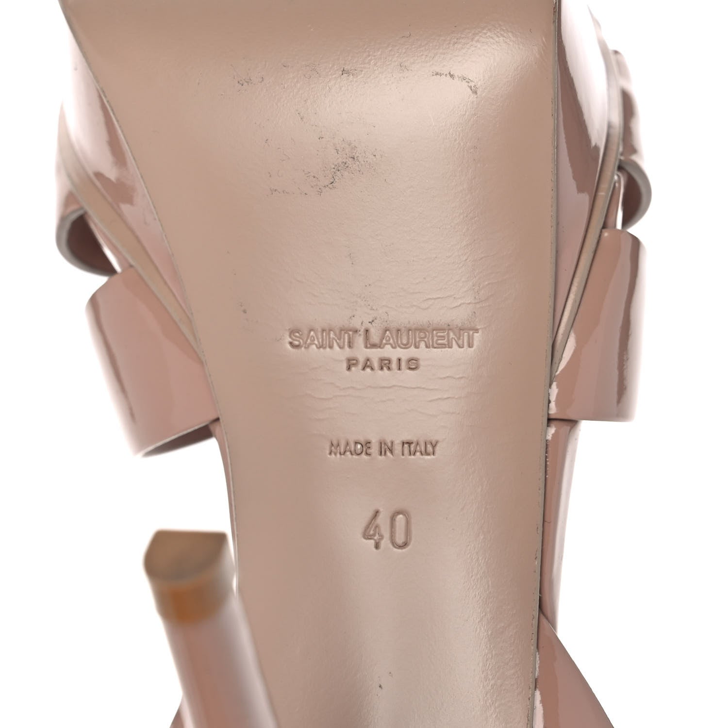 Saint Laurent Patent Tribute 105 Platform Sandals 40 Nude Powder 6 of 11