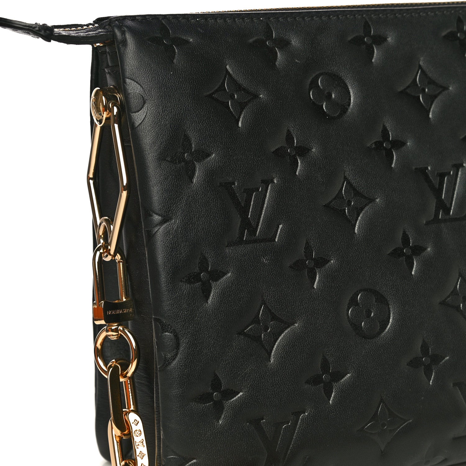 Louis Vuitton Lambskin Embossed Monogram Coussin PM Black 13 of 15