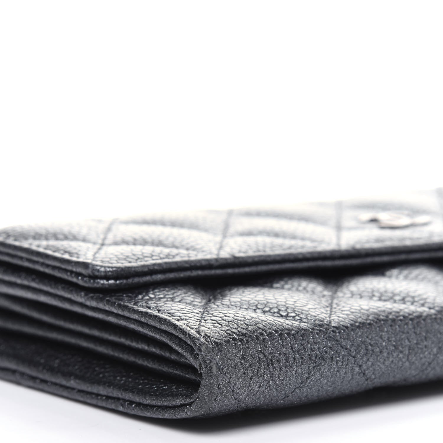 Chanel Metallic Caviar Quilted Large Flap Wallet Charcoal 12 of 18
