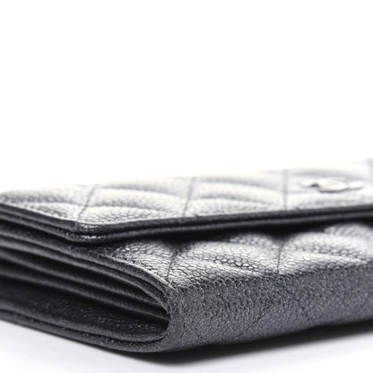 Chanel Metallic Caviar Quilted Large Flap Wallet Charcoal 12 of 18