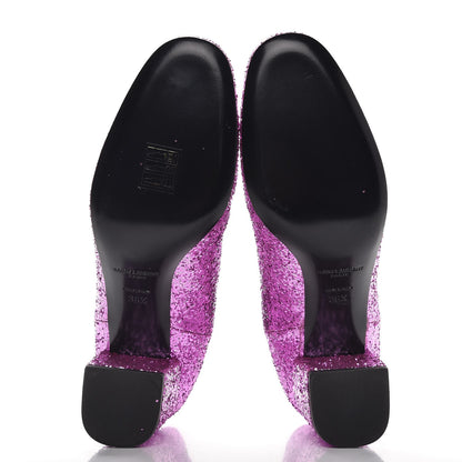 Saint Laurent Metallic Glitter Calfskin Babies Chelsea 90 Ankle Boots 36.5 Pink 5 of 9