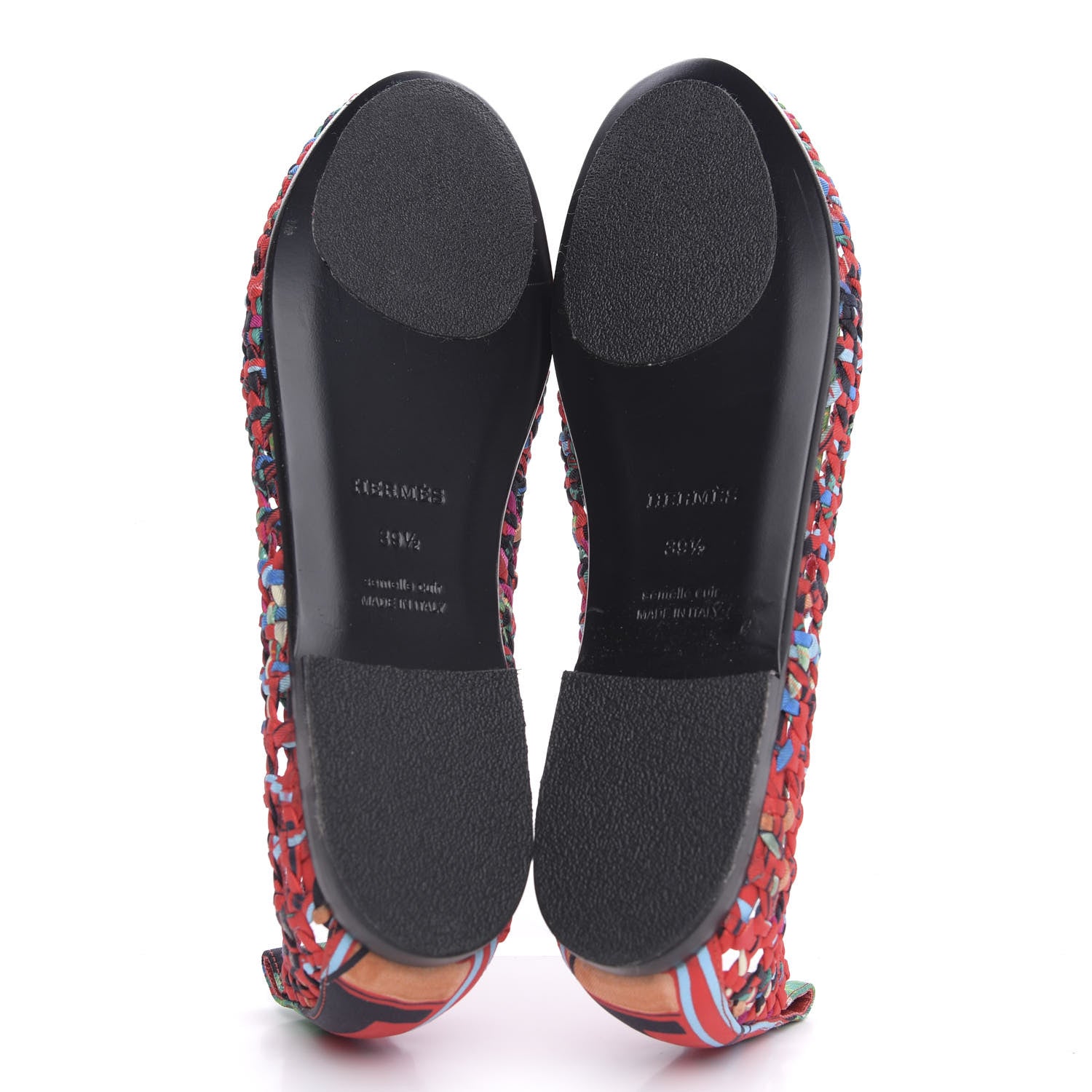 Hermes Printed Silk Braided Minorque Ballerina Flats 39.5 Multicolor 5 of 8