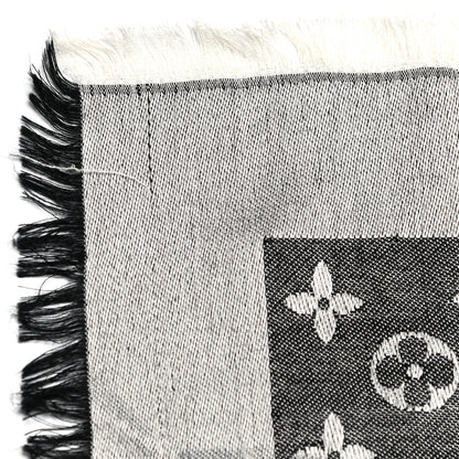 Louis Vuitton Silk Wool Monogram Denim Shawl Black 5 of 10