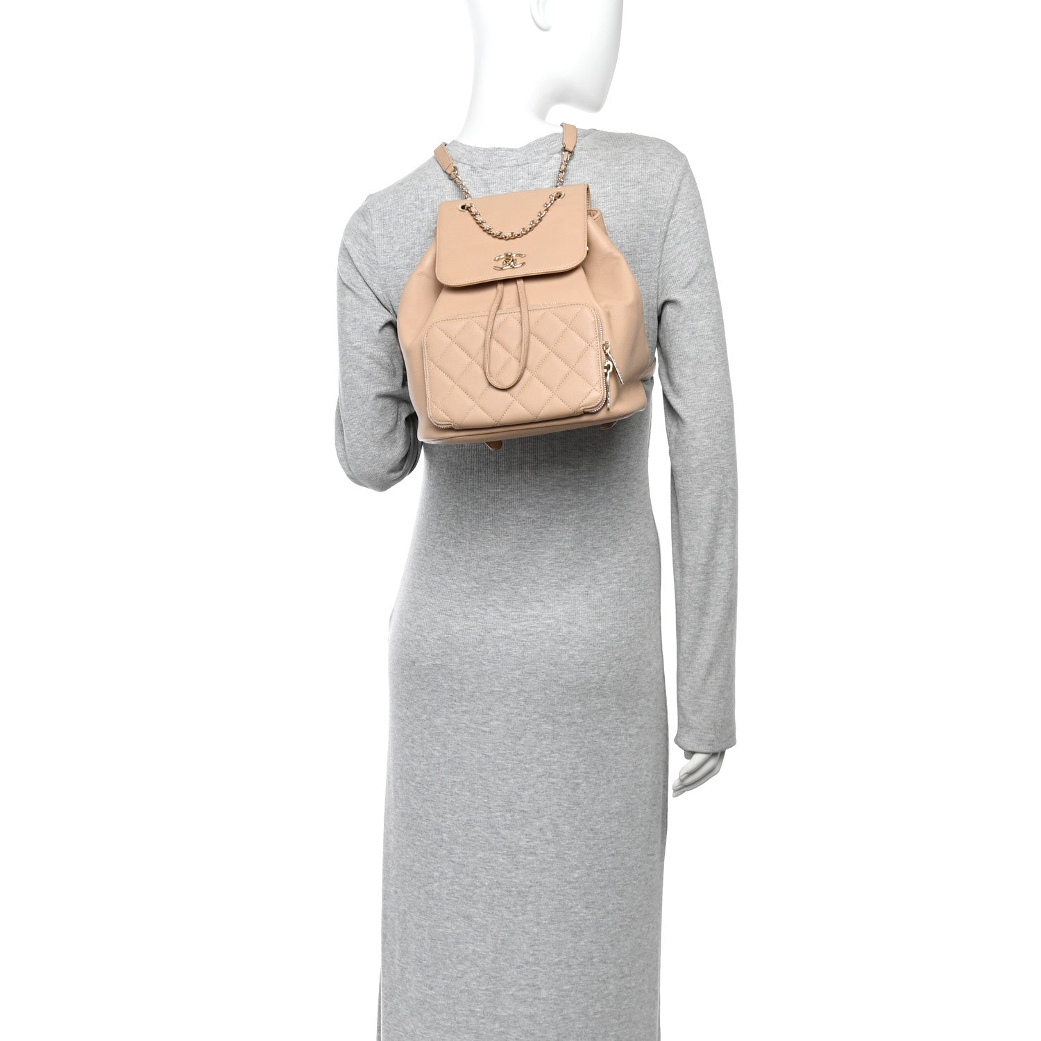 Chanel Caviar Quilted Business Affinity Backpack Beige 2 of 10