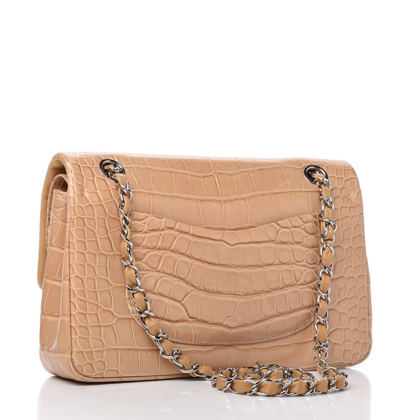 Alligator Medium Double Flap Beige