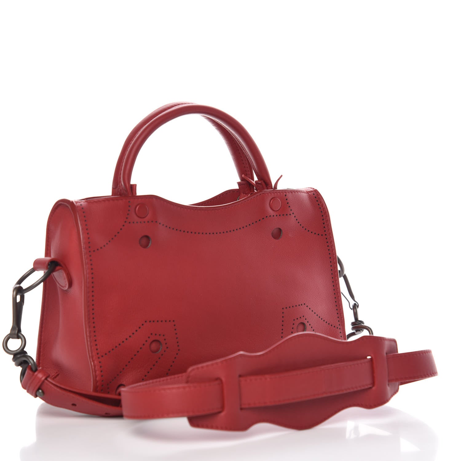 Balenciaga Veau Soyeux Perforated Blackout Hardware Mini City Rouge Groseille 3 of 12