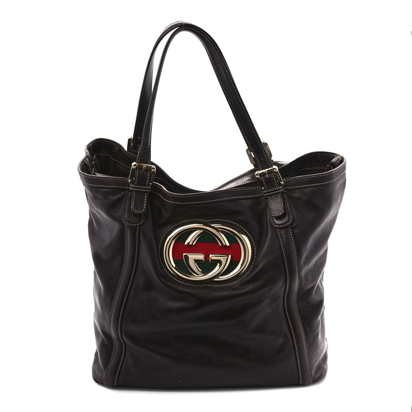 Calfskin Large Interlocking G Shoulder Bag Brown