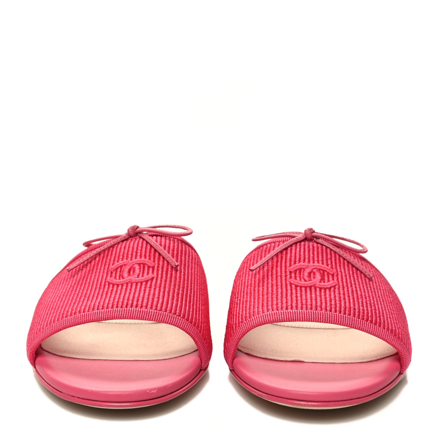 Fabric Embroidered CC Bow Mules 39 Dark Pink