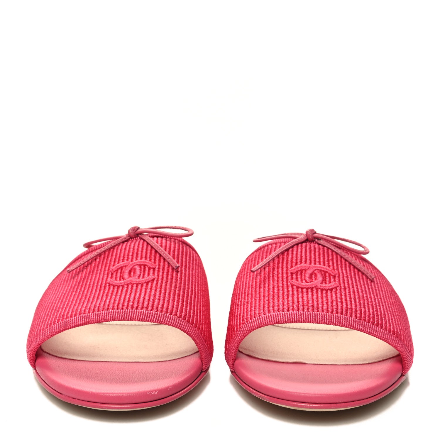 Chanel Fabric Embroidered CC Bow Mules 39 Dark Pink 2 of 9