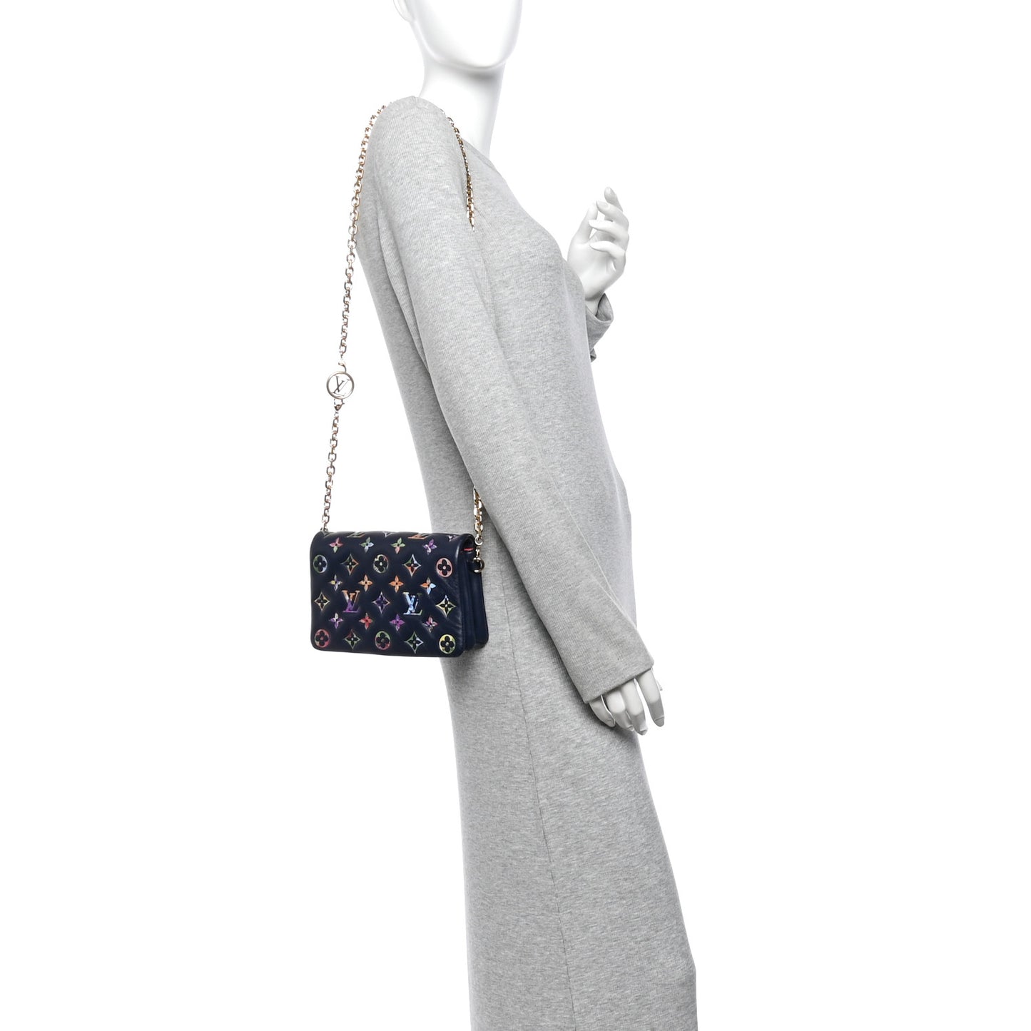 Lambskin Embossed Monogram LV Garden Pochette Coussin Navy