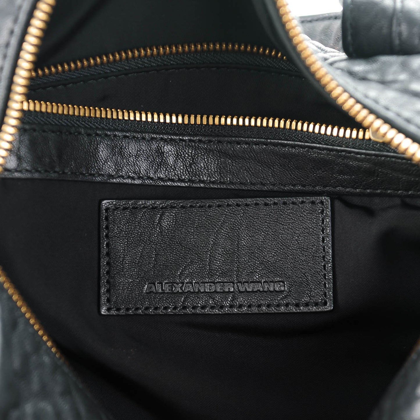 Pebbled Lambskin Rocco Black Antique Brass Hardware