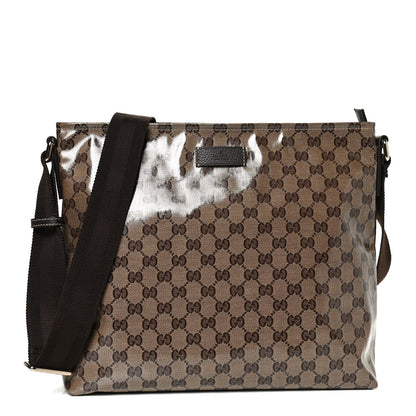 Gucci Crystal Monogram Large Flat Messenger Bag Dark Brown 1 of 13