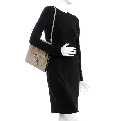 Chloe Calfskin Suede Medium Faye Shoulder Bag Motty Grey 2 of 7
