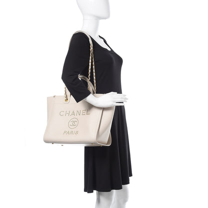 Chanel Caviar Small Studded Deauville Tote Ivory 2 of 12