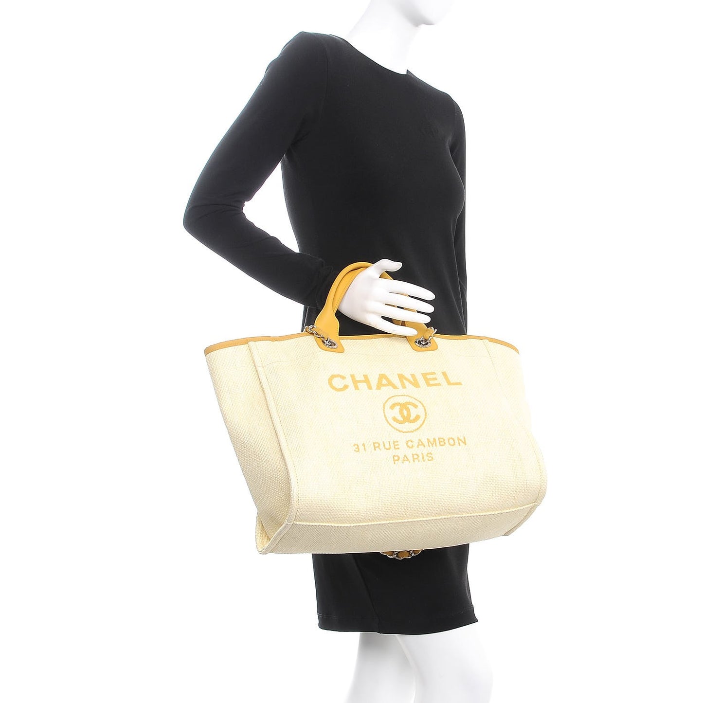 Woven Straw Raffia Large Deauville Tote Yellow