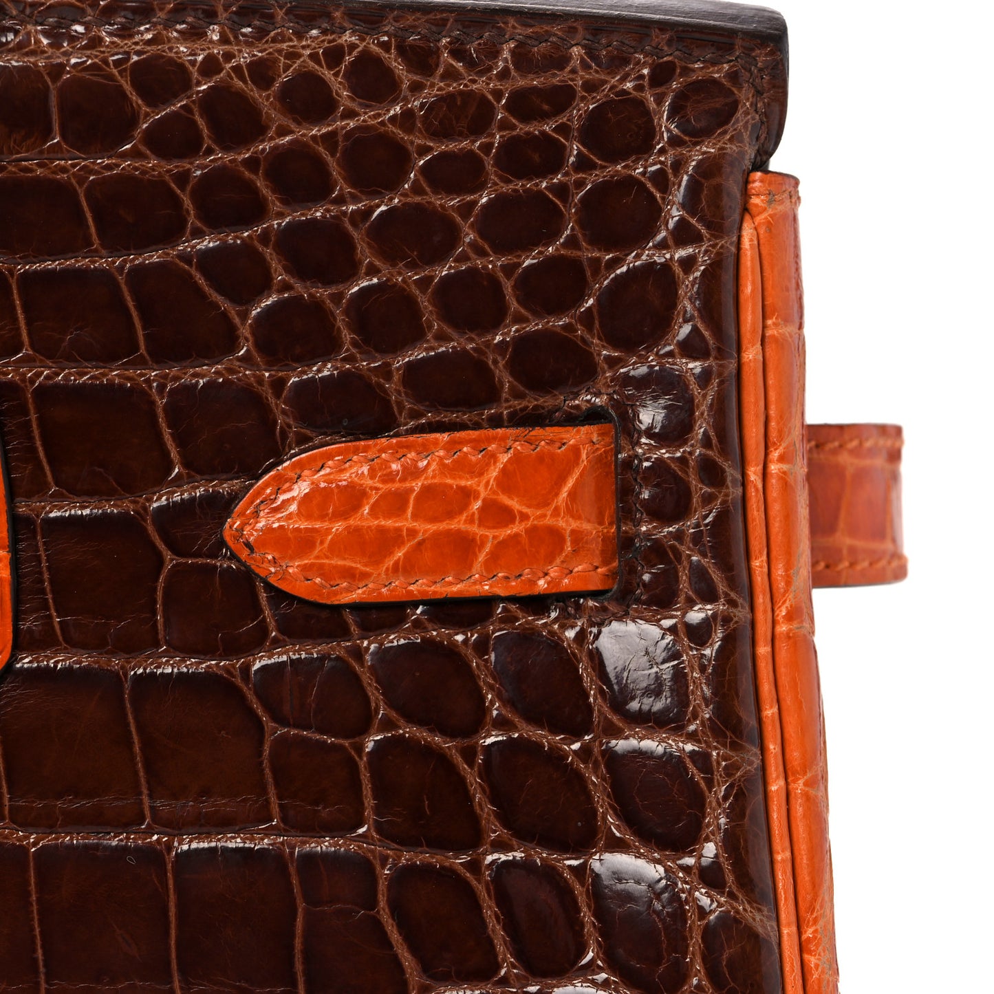 Shiny Niloticus Crocodile Horseshoe Birkin 30 Vert Emeraude Orange Miel