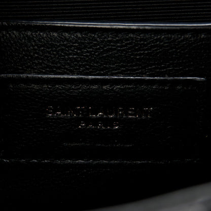 Saint Laurent Grain De Poudre Textured Mixed Matelasse Triquilt Small Monogram Monochrome Satchel Black 7 of 11