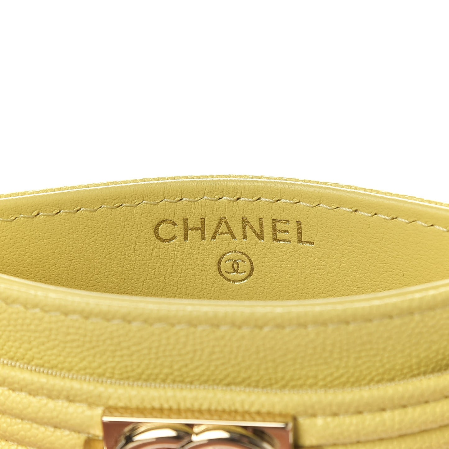 Caviar Chevron Quilted Boy Card Holder Yellow