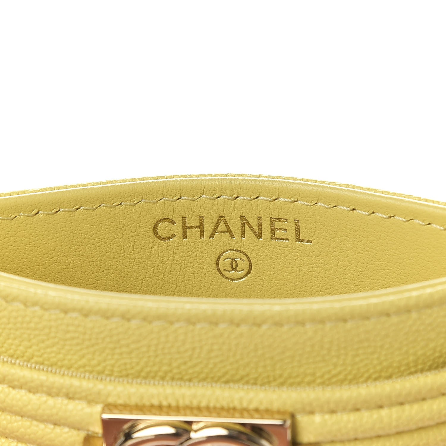 Chanel Caviar Chevron Quilted Boy Card Holder Yellow 5 of 7