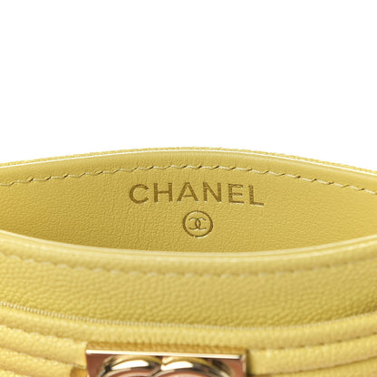 Chanel Caviar Chevron Quilted Boy Card Holder Yellow 5 of 7