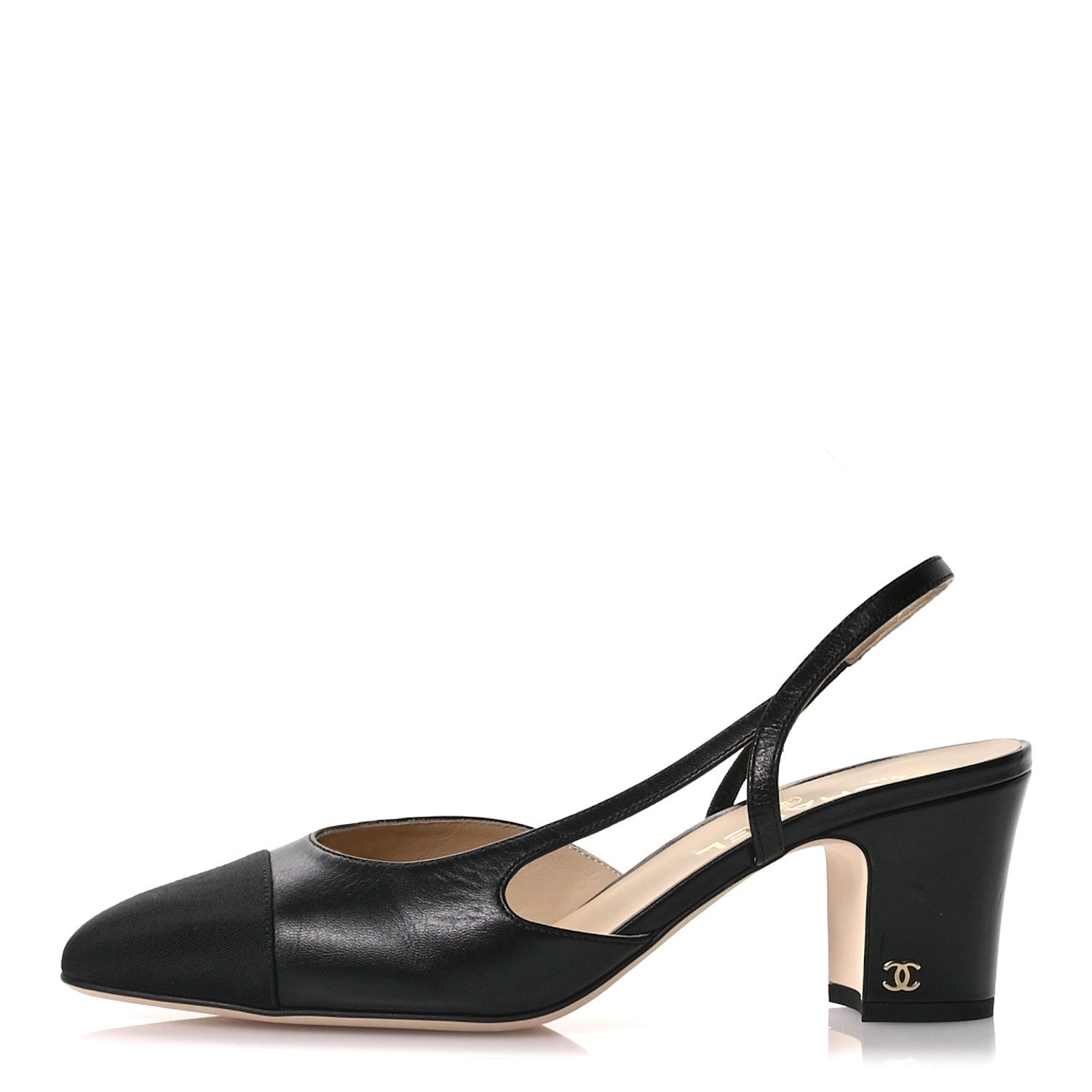 Chanel Goatskin Grosgrain Cap Toe CC Slingback Pumps 41 Black 1 of 9