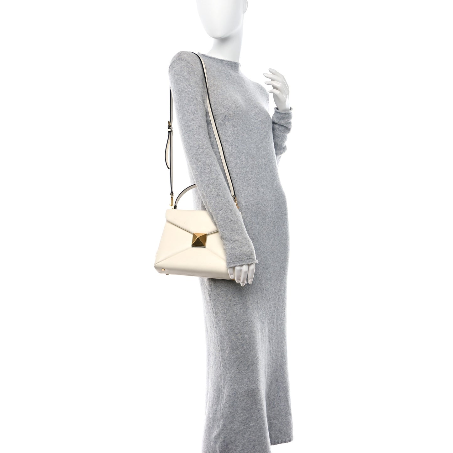 Nappa Small One Stud Top Handle Bag Ivory