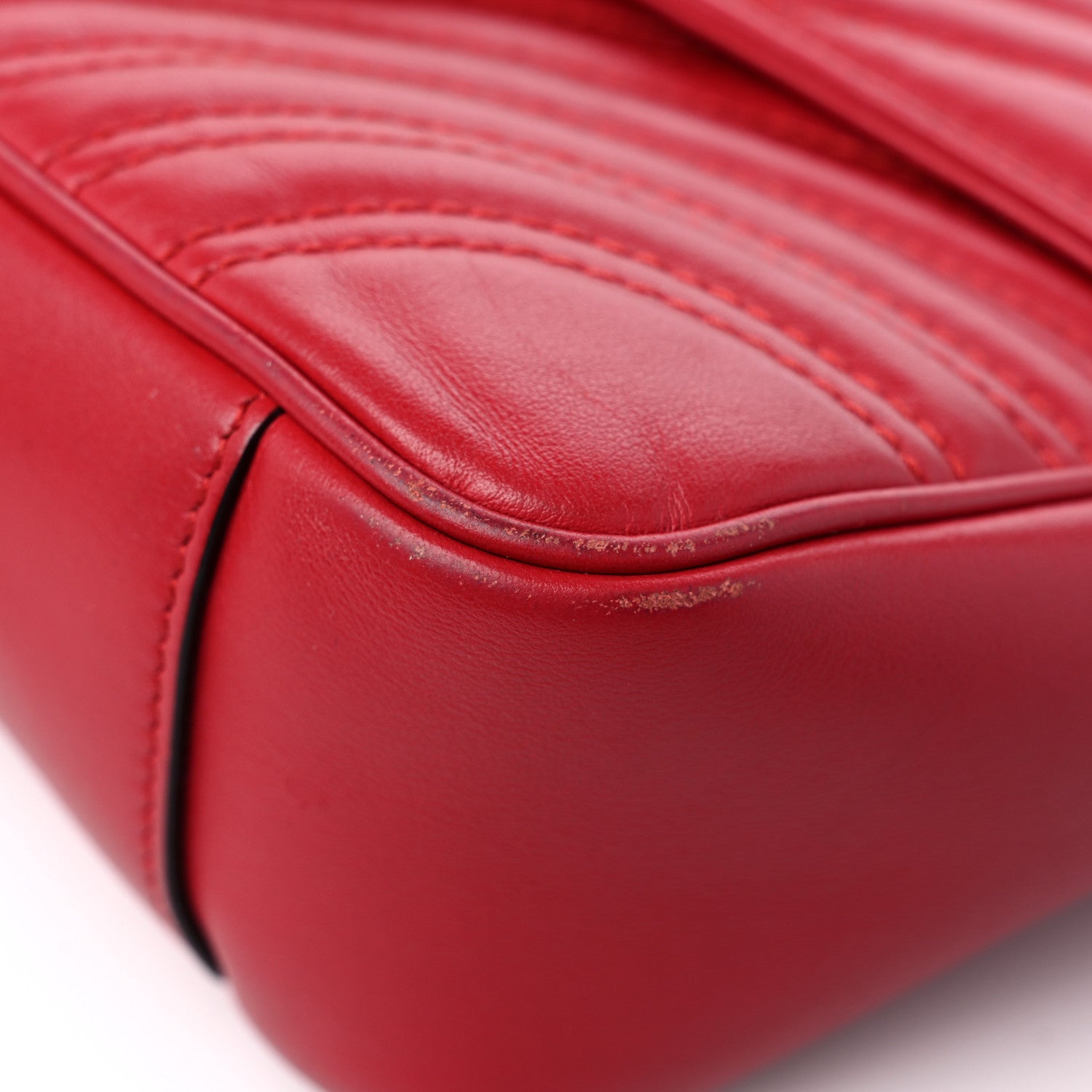 Gucci Calfskin Matelasse Small GG Marmont Shoulder Bag Hibiscus Red 10 of 20