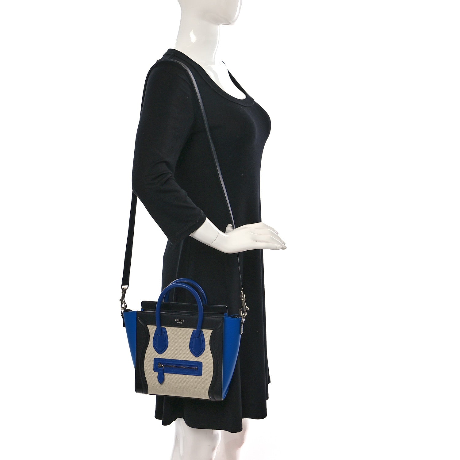 Celine Canvas Smooth Calfskin Nano Tri-Color Luggage Natural Blue 2 of 11