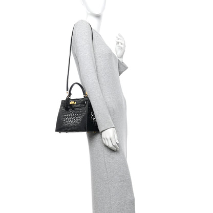 Hermes Shiny Alligator Kelly Sellier 25 Black 2 of 10