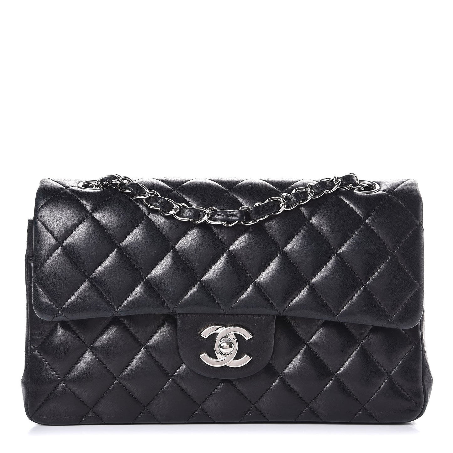 Lambskin Quilted Small Double Flap Black